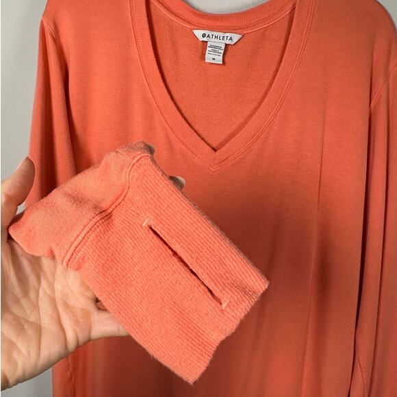 Athleta Orange V Neck Long Sleeve Shirt Women's Medium - Picture 6 of 6